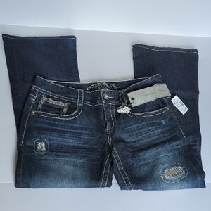 Maurice’s Premium Jeans Women 11/12 Reg Distressed Large Stitching New with Tags